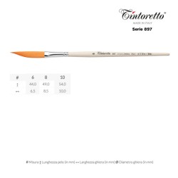 Tintoretto Serie n.897, pennello sintetico ambra a spada, manico corto