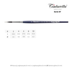 Tintoretto Serie n.97 pennello tondo sintetico vajo, punta sintetico martora, con serbatoio, manico corto