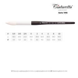 Tintoretto Serie n.1416, pennello sintetico velvet a punta tonda, manico corto