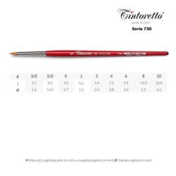 Tintoretto Serie n.730, pennello sintetico oro a punta tonda corto, manico corto