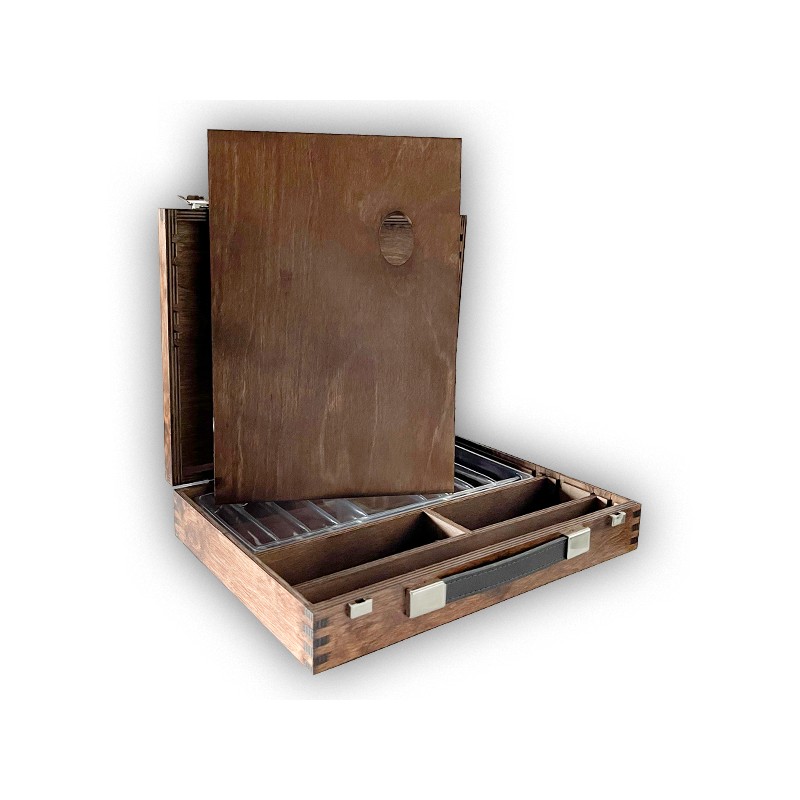 Cassetta Valigetta Maimeri in legno CM.23X32X6H, con divisori e tavolozza