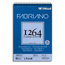Fabriano 1264 Watercolour, Blocco spiralato, 30 fogli, Grana fina, 300gr/Mq