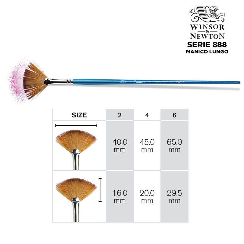 Cotman Serie n.888, pennello in pelo sintetico dorato, a ventaglio, manico lungo