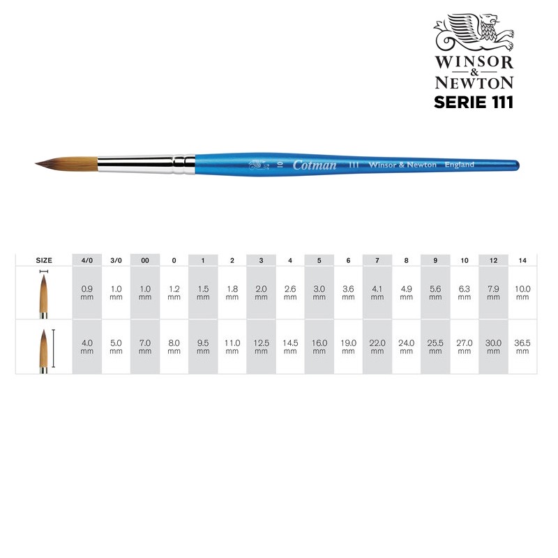 Cotman Serie n.111, pennello in pelo sintetico dorato a punta tonda, manico corto