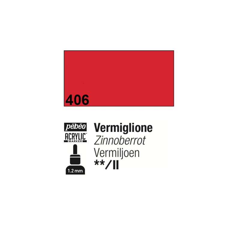 406 - Pebeo Acrylic Marker Vermiglione punta fine rotonda 1,2mm