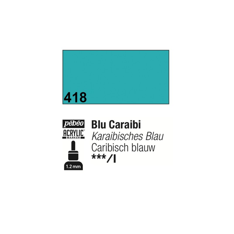 418 - Pebeo Acrylic Marker Blu Caraibi punta fine rotonda 1,2mm
