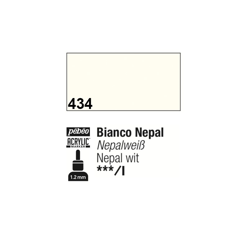 434 - Pebeo Acrylic Marker Bianco Nepal punta fine rotonda 1,2mm