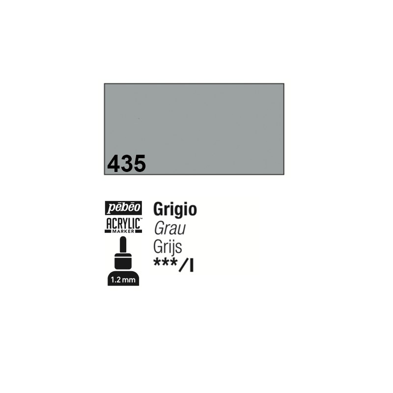 435 - Pebeo Acrylic Marker Grigio punta fine rotonda 1,2mm