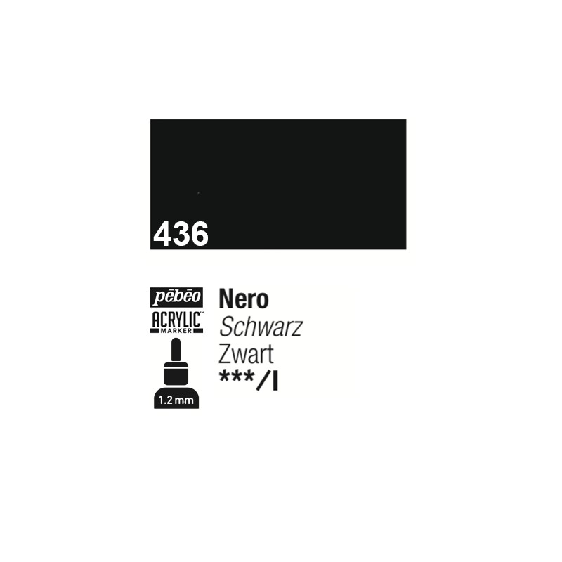 436 - Pebeo Acrylic Marker Nero punta fine rotonda 1,2mm