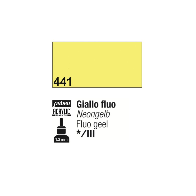 441 - Pebeo Acrylic Marker Giallo Fluo punta fine rotonda 1,2mm