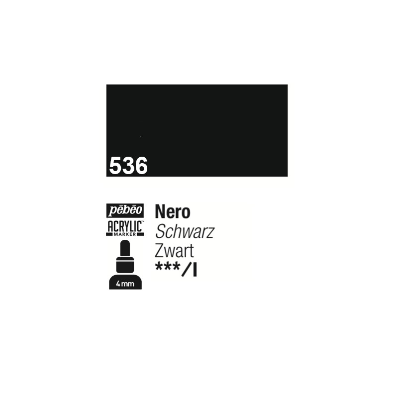 536 - Pebeo Acrylic Marker Nero punta media rotonda 4mm