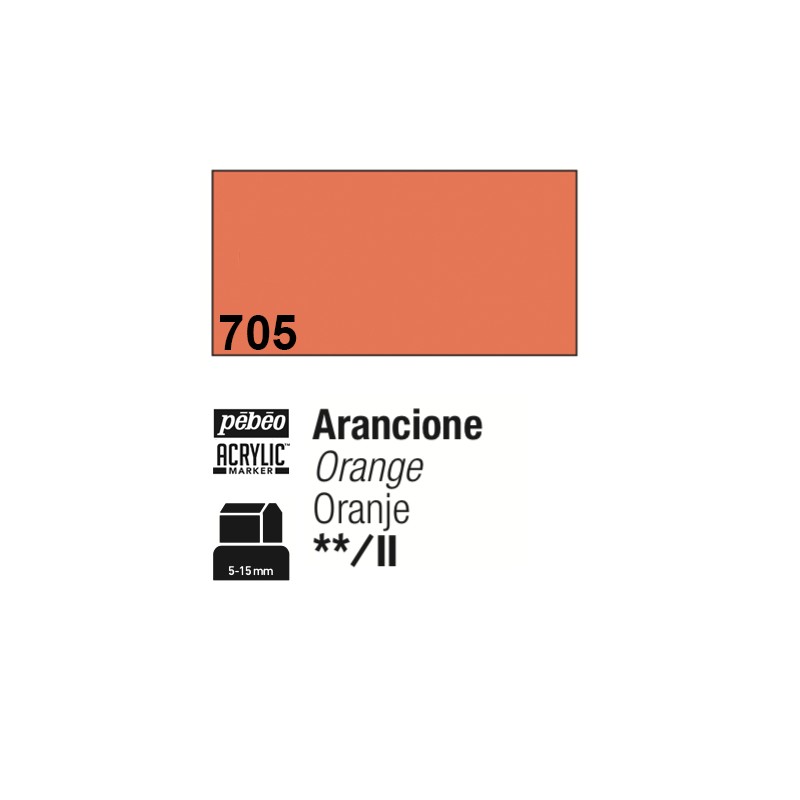 705 - Pebeo Acrylic Marker Arancione punta 3 in 1, 5-15mm