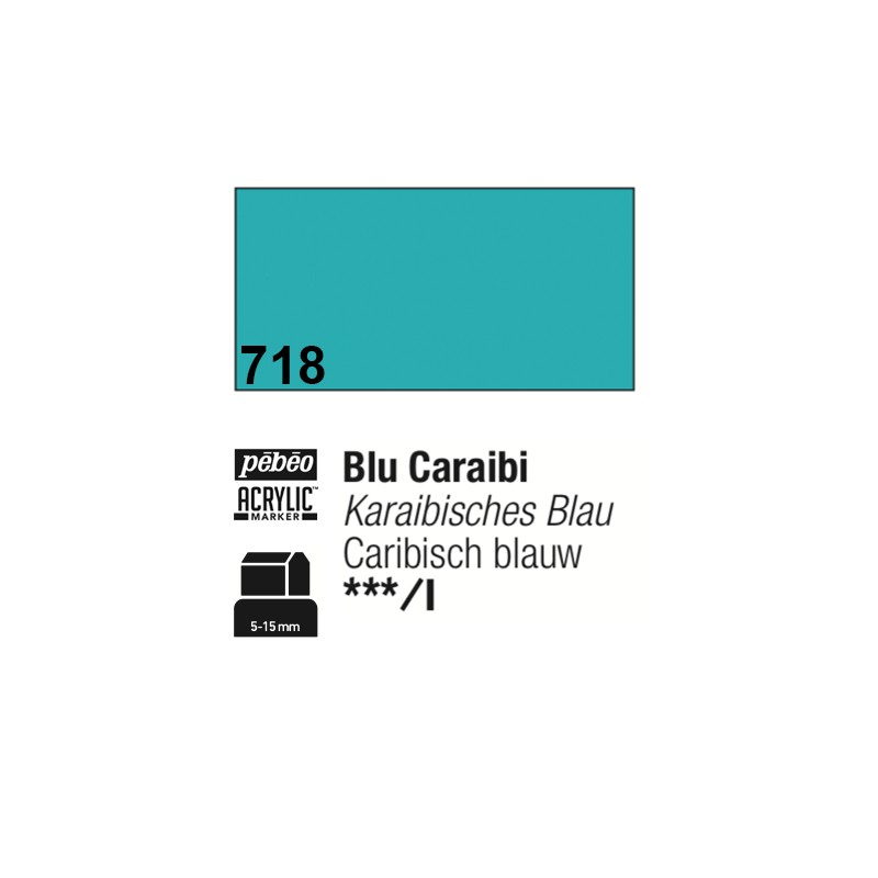 718 - Pebeo Acrylic Marker Blu Caraibi punta 3 in 1, 5-15mm