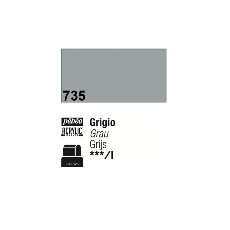 735 - Pebeo Acrylic Marker Grigio punta 3 in 1, 5-15mm