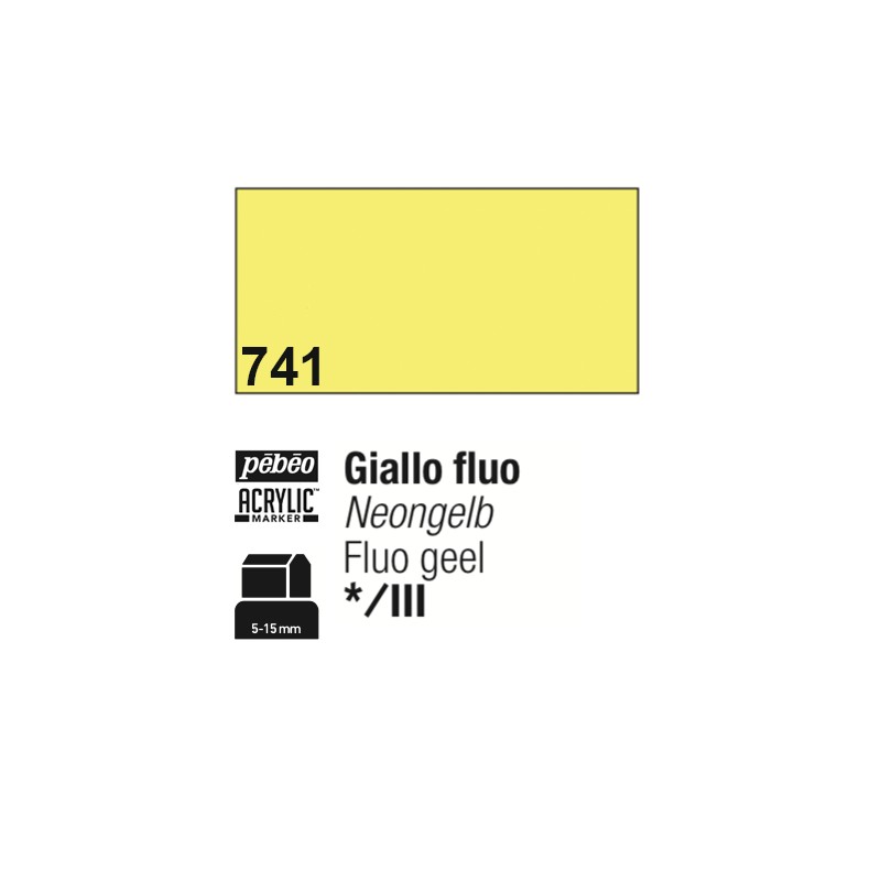 741 - Pebeo Acrylic Marker Giallo Fluo punta 3 in 1, 5-15mm