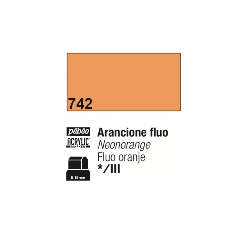 742 - Pebeo Acrylic Marker Arancione Fluo punta 3 in 1, 5-15mm